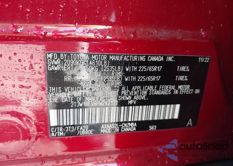 2023 Toyota Rav4 Xle from USA, damaged, VIN 2T3W1RFV8PW242121